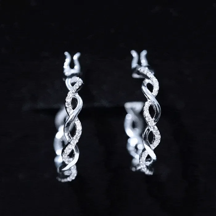 0.25 CT Braided Hoop Earrings with Moissanite in Gold