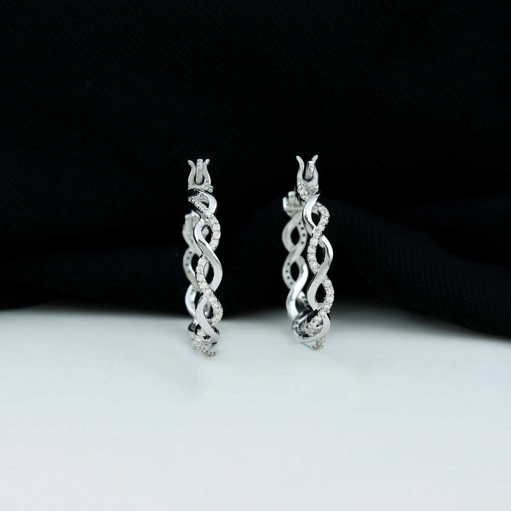 0.25 CT Braided Hoop Earrings with Moissanite in Gold