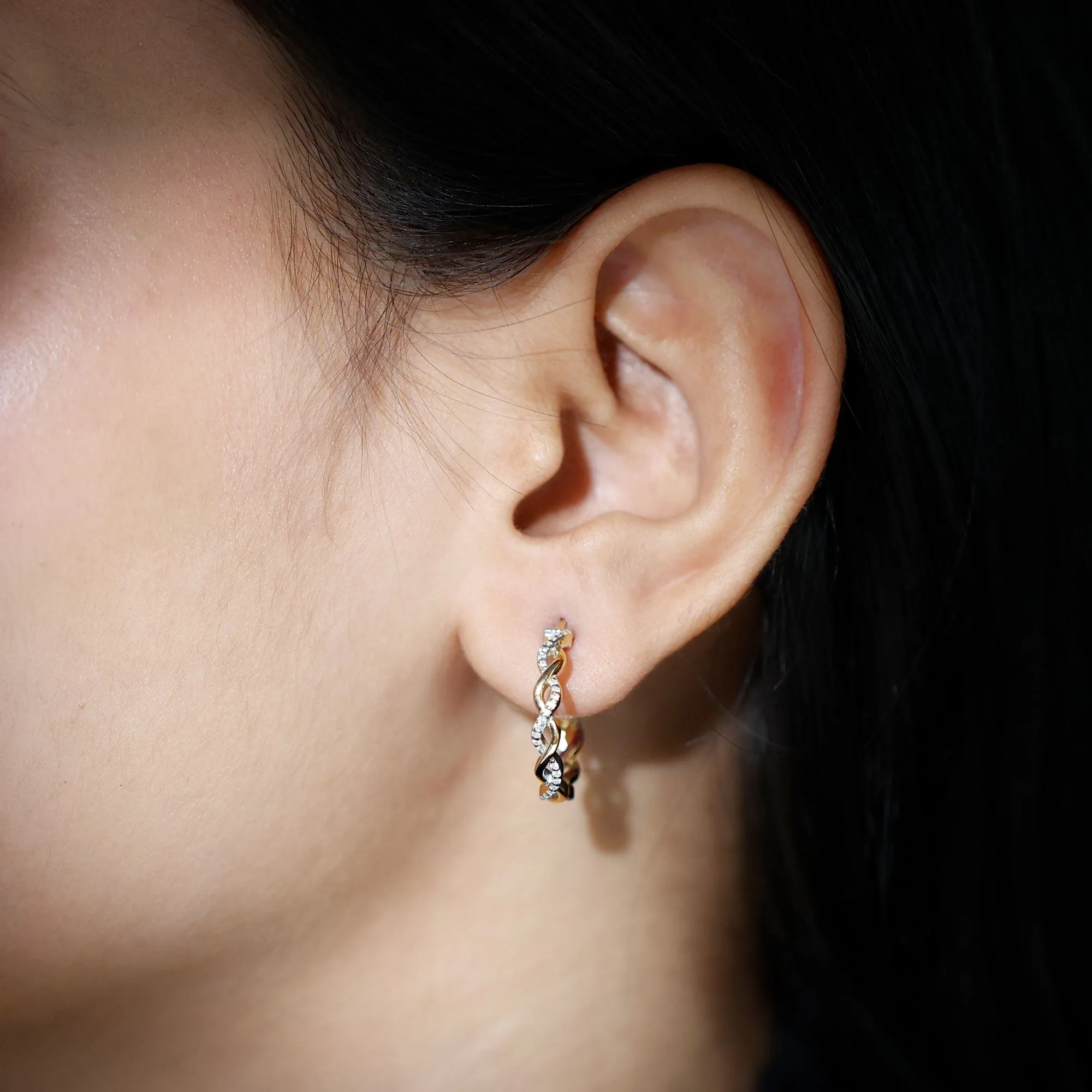 0.25 CT Braided Hoop Earrings with Moissanite in Gold