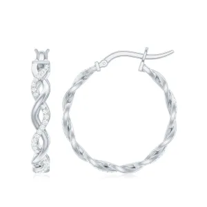 0.25 CT Braided Hoop Earrings with Moissanite in Gold