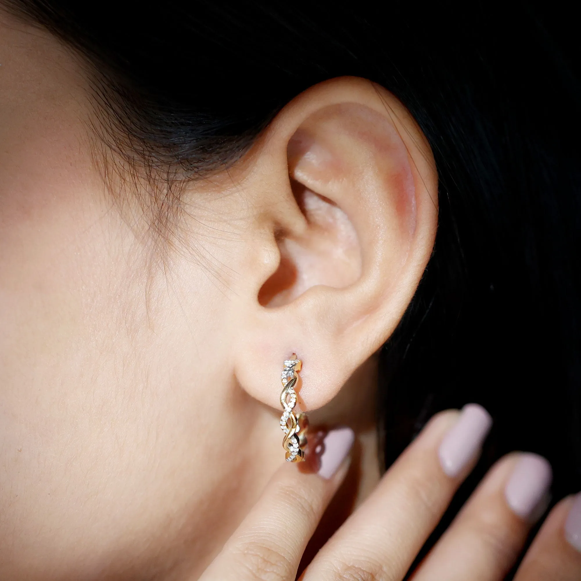 0.25 CT Braided Hoop Earrings with Moissanite in Gold