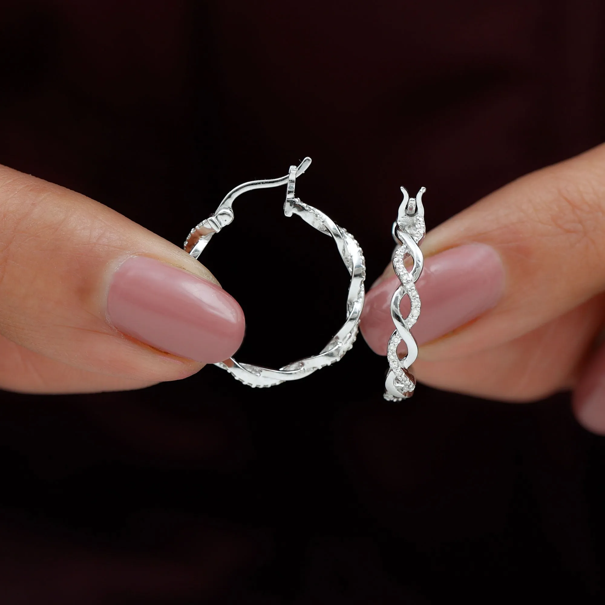 0.25 CT Braided Hoop Earrings with Moissanite in Gold