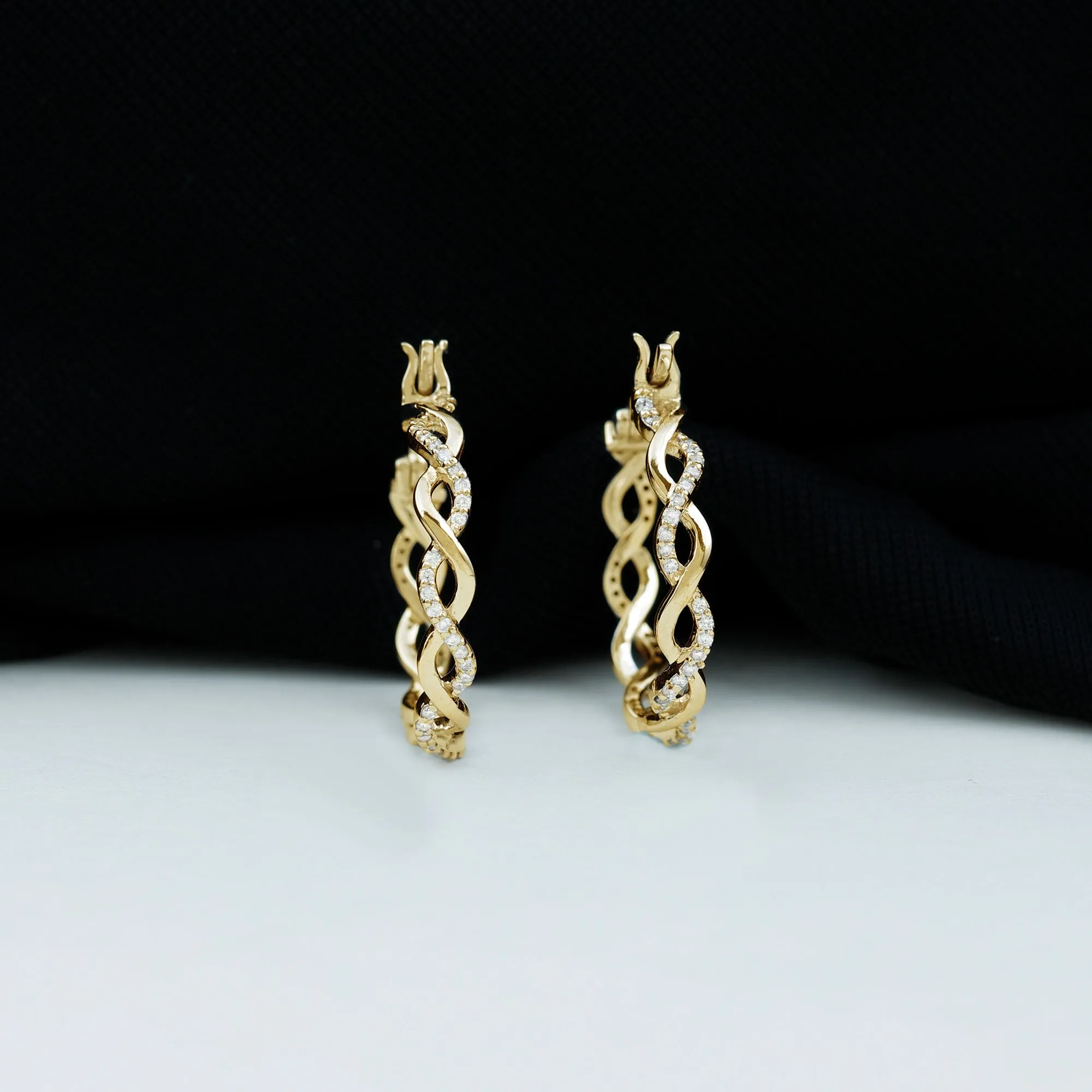 0.25 CT Braided Hoop Earrings with Moissanite in Gold