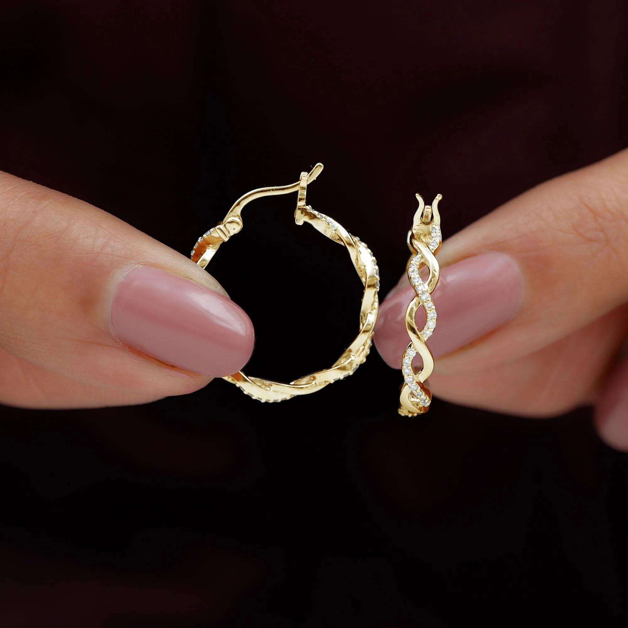 0.25 CT Braided Hoop Earrings with Moissanite in Gold