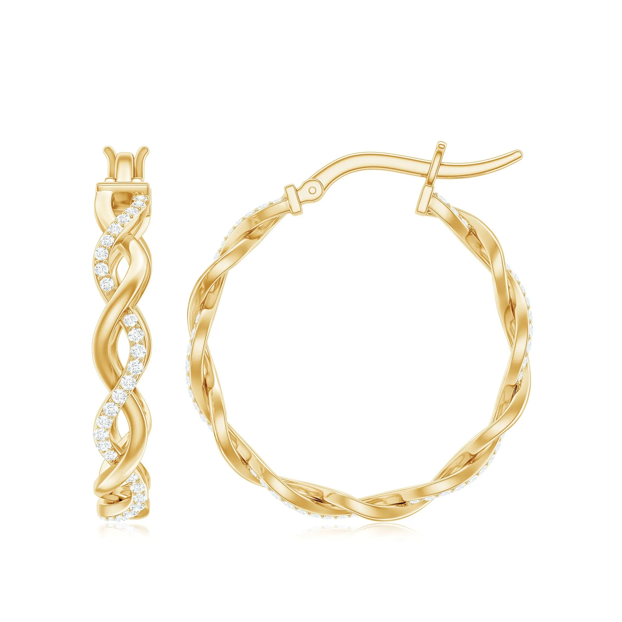 0.25 CT Braided Hoop Earrings with Moissanite in Gold