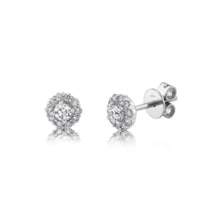 0.40ctw Diamond Halo Earring, 14K White Gold