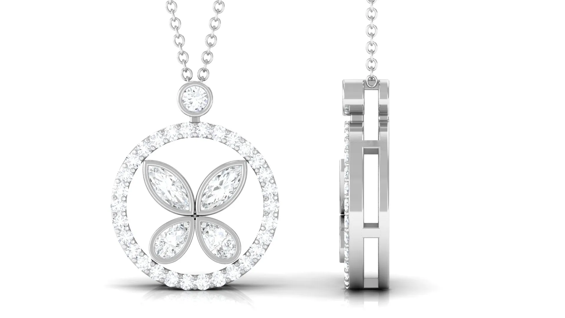 0.50 CT Certified Moissanite Butterfly Pendant
