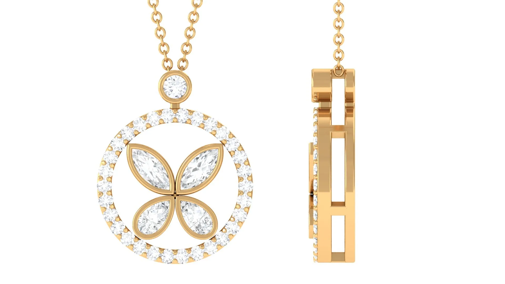 0.50 CT Certified Moissanite Butterfly Pendant