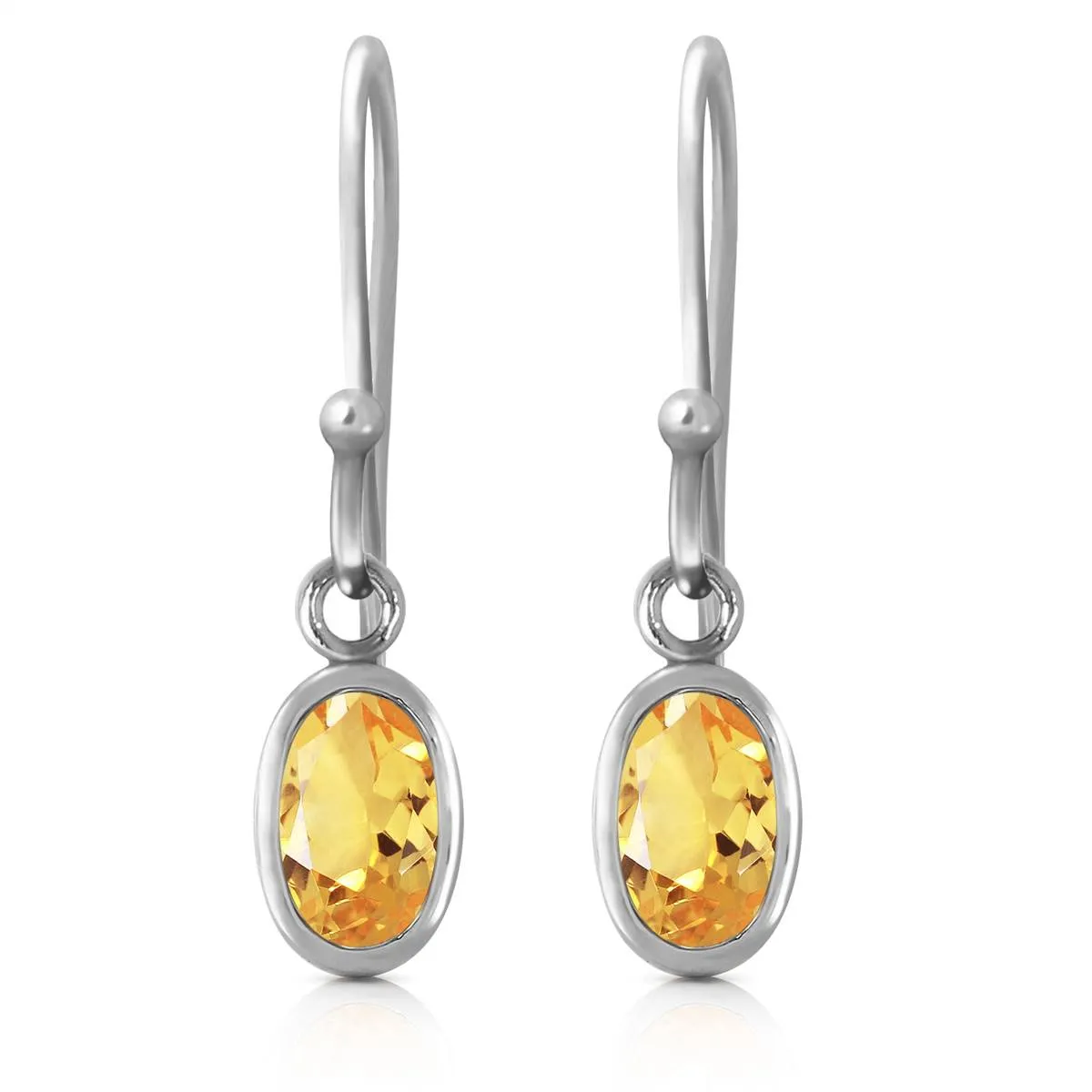 1 Carat 14K Solid White Gold Surrender Citrine Earrings