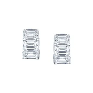 10 Carat Emerald Cut Diamond Huggie Earrings