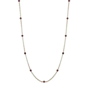 10K Gold Simple Beaded Chain with Garnet