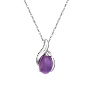 10k White Gold Amethyst and Diamond Necklace