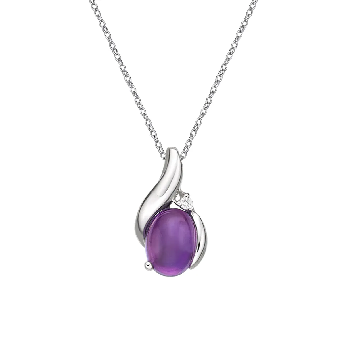 10k White Gold Amethyst and Diamond Necklace