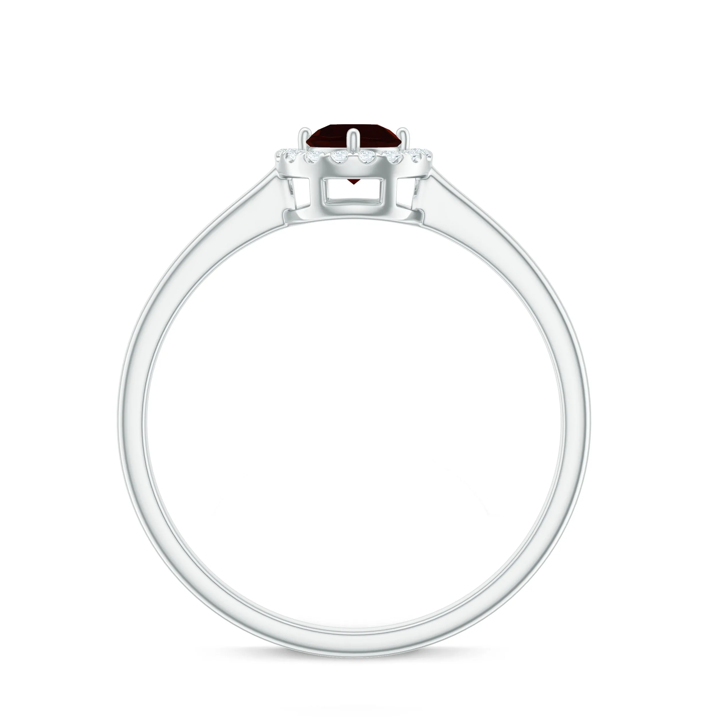 1/2 CT Certified Garnet and Diamond Floating Halo Promise Ring