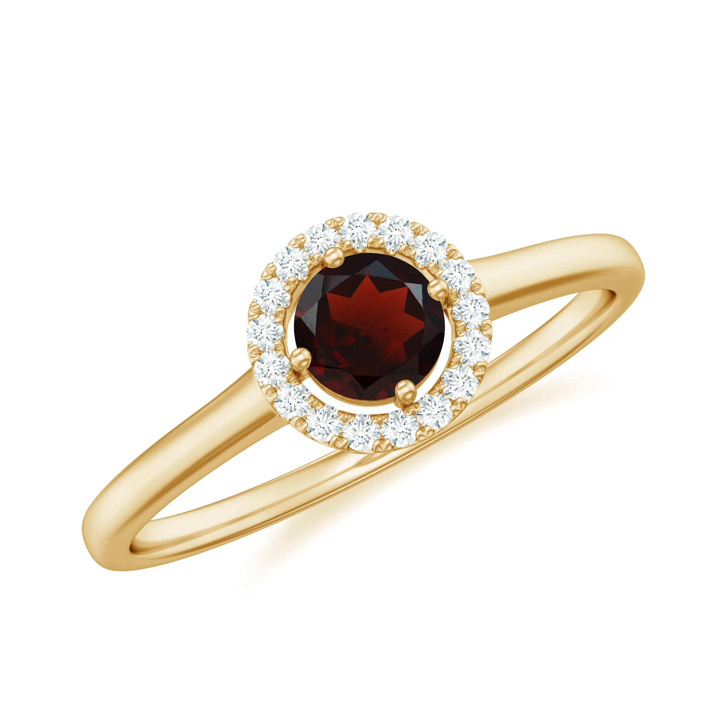 1/2 CT Certified Garnet and Diamond Floating Halo Promise Ring
