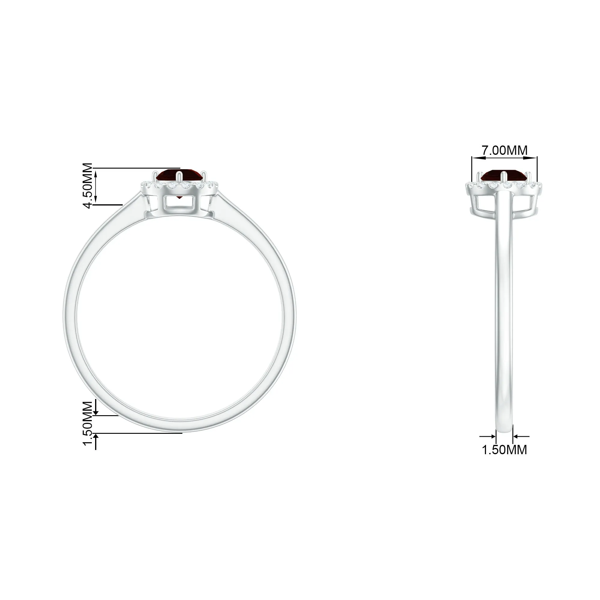 1/2 CT Certified Garnet and Diamond Floating Halo Promise Ring