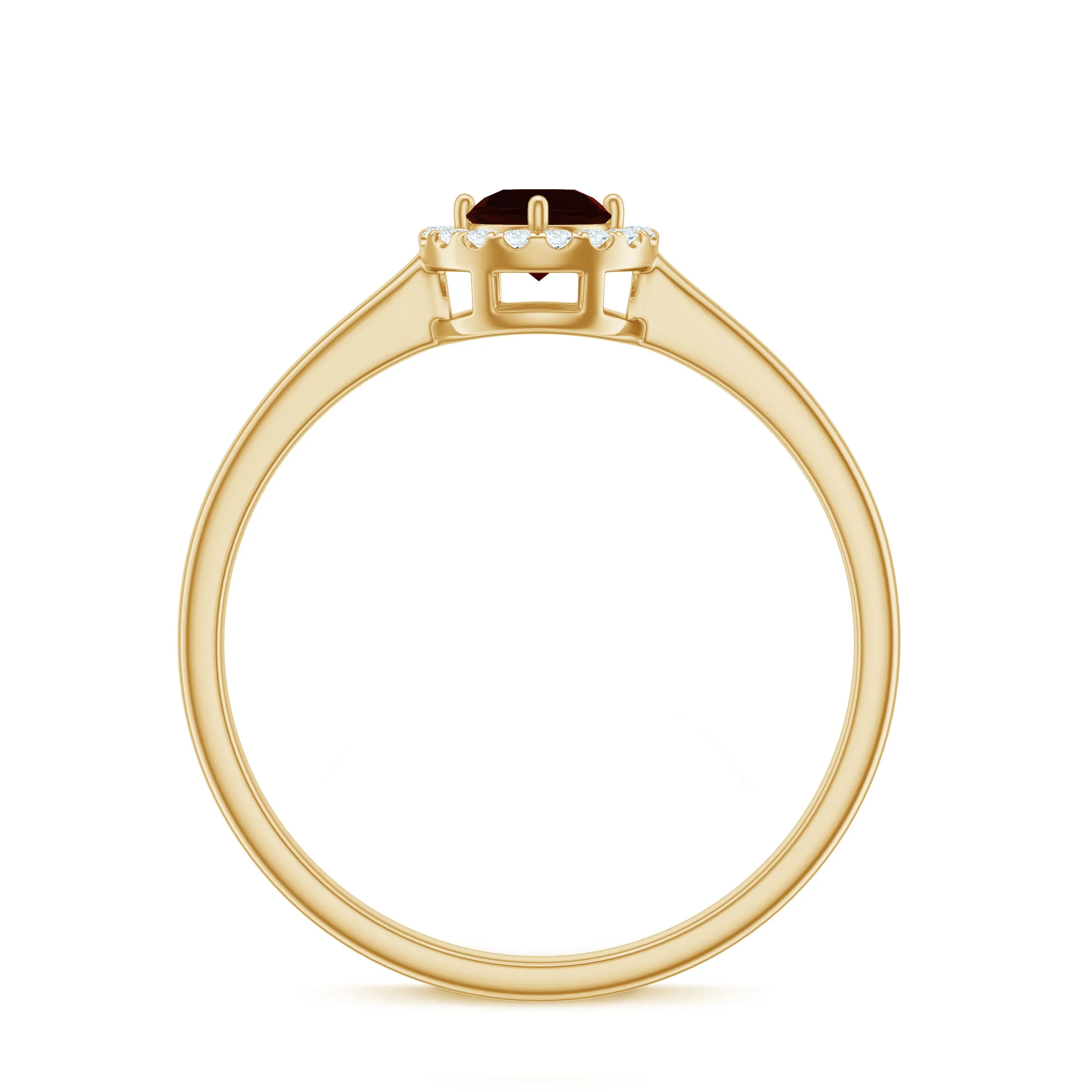 1/2 CT Certified Garnet and Diamond Floating Halo Promise Ring