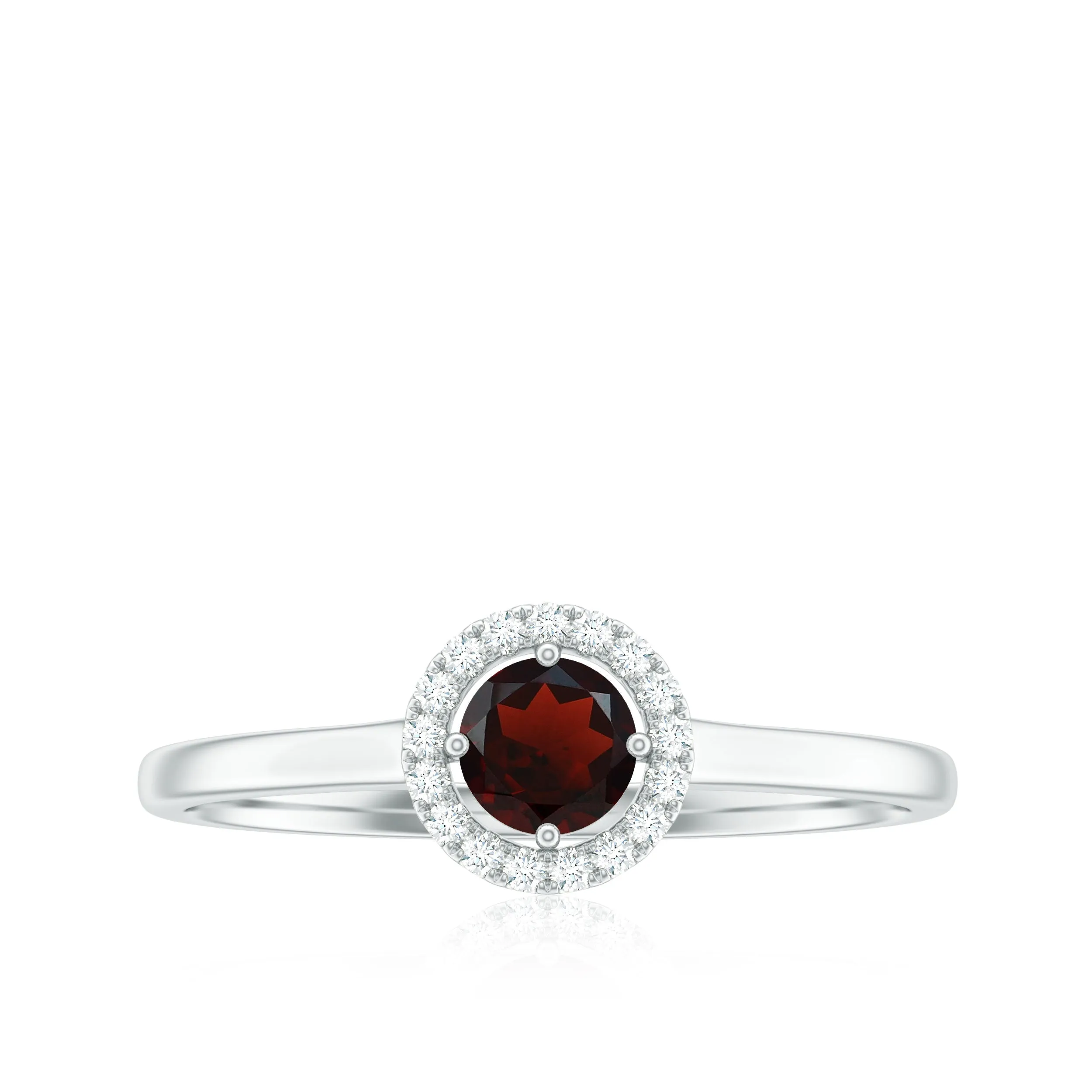 1/2 CT Certified Garnet and Diamond Floating Halo Promise Ring