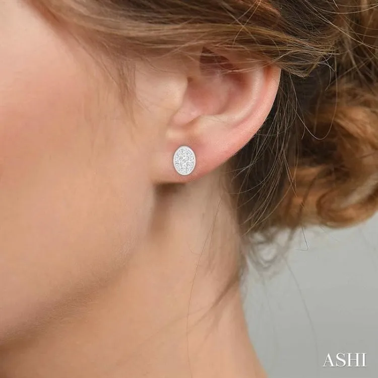 1/2 ctw Oval Shape Lovebright Round Cut Diamond Earring in 14K White Gold