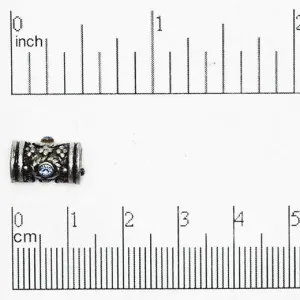 13mm x 5mm Ornate Barrel Crystal Embedded Bead - Made of Pewter - Sold Individually - CBS5/A200