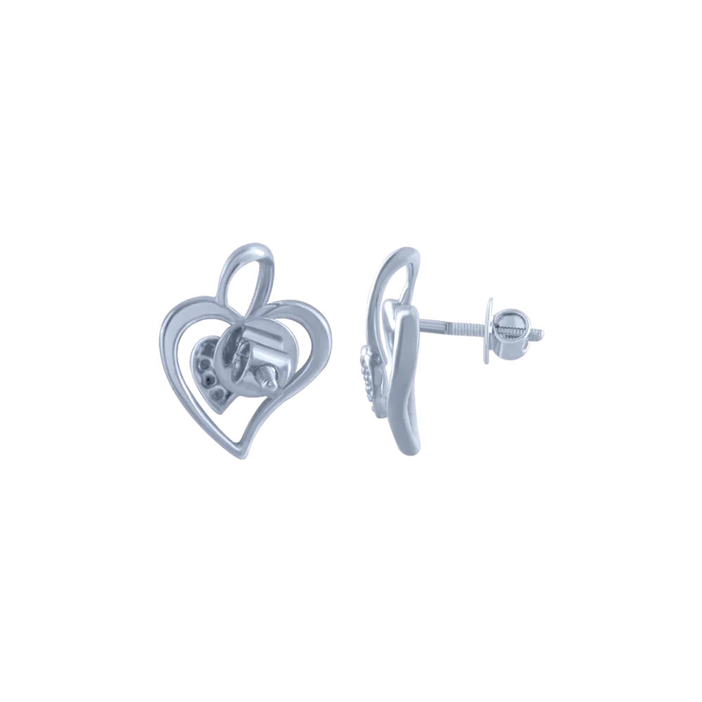 14k (585) White Gold And Diamond Stud Earrings For Women