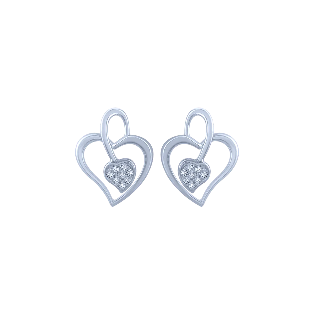 14k (585) White Gold And Diamond Stud Earrings For Women