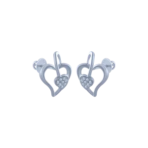14k (585) White Gold And Diamond Stud Earrings For Women