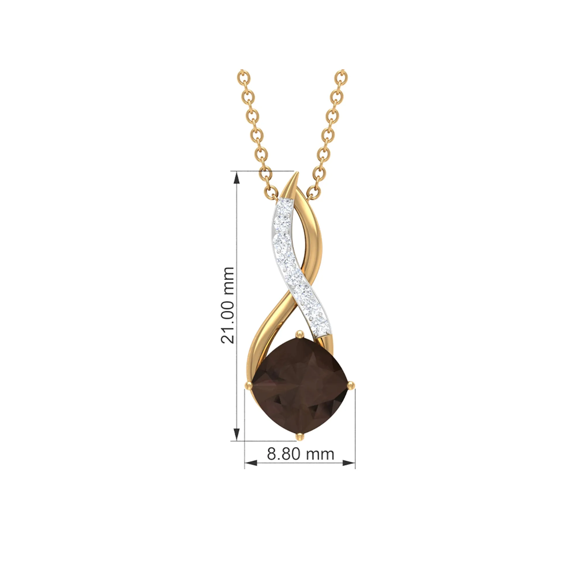 1.50 CT Solitaire Infinity Pendant with Smoky Quartz and Diamond