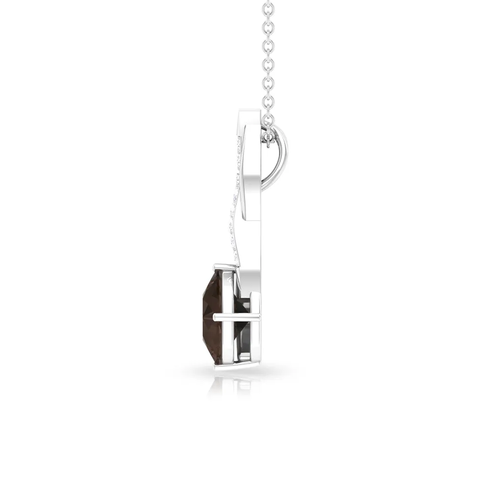 1.50 CT Solitaire Infinity Pendant with Smoky Quartz and Diamond