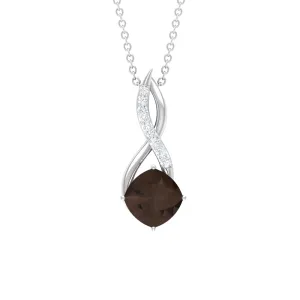 1.50 CT Solitaire Infinity Pendant with Smoky Quartz and Diamond