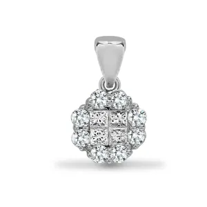 18ct White 1.00ct Round & Princess cut Diamond Pendant