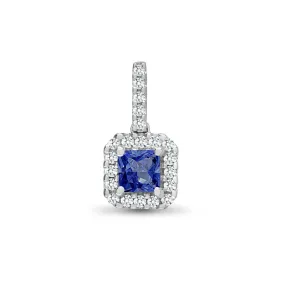 18ct White Gold Diamond And Sapphire Pendant