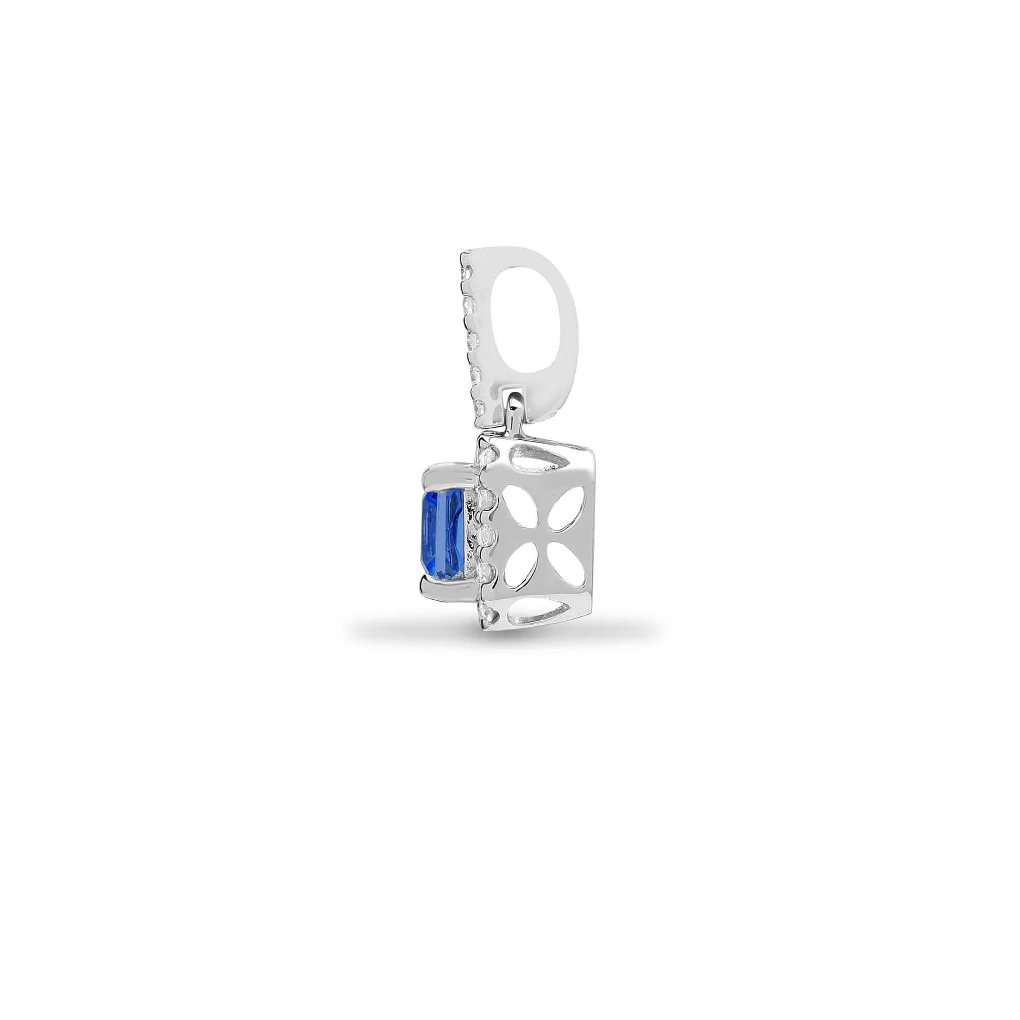 18ct White Gold Diamond And Sapphire Pendant