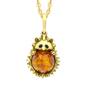 18ct Yellow Gold Amber Medium Hedgehog Necklace