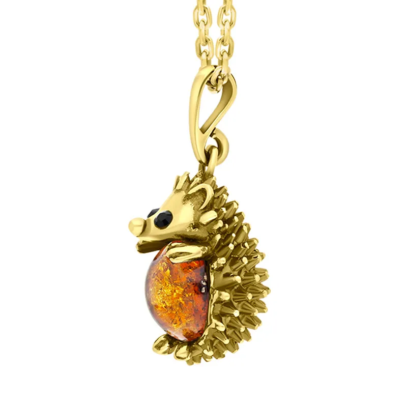 18ct Yellow Gold Amber Medium Hedgehog Necklace