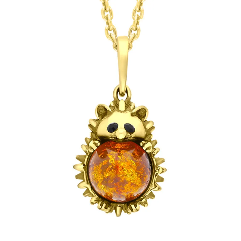 18ct Yellow Gold Amber Medium Hedgehog Necklace