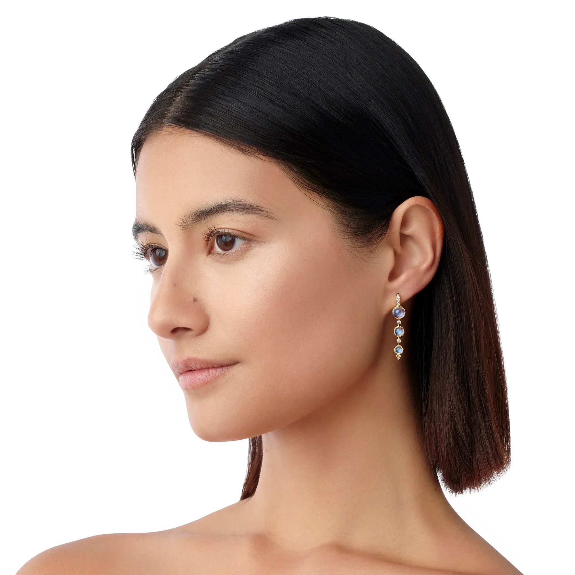 18K Triple Lunar Drop Earrings