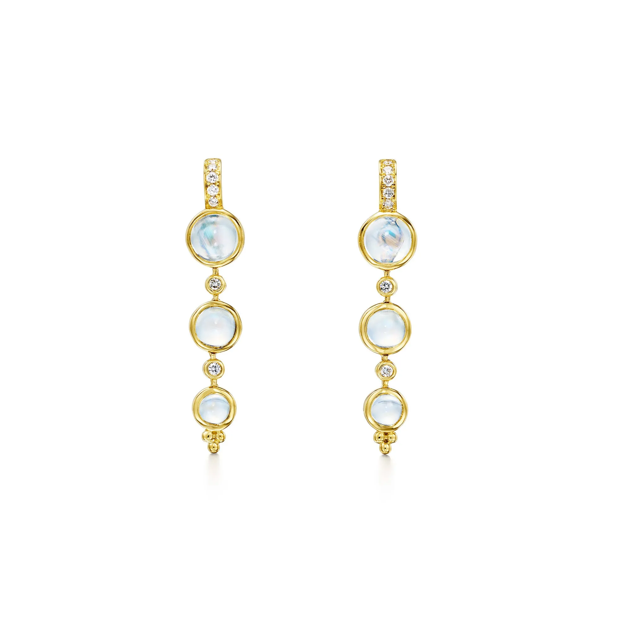 18K Triple Lunar Drop Earrings