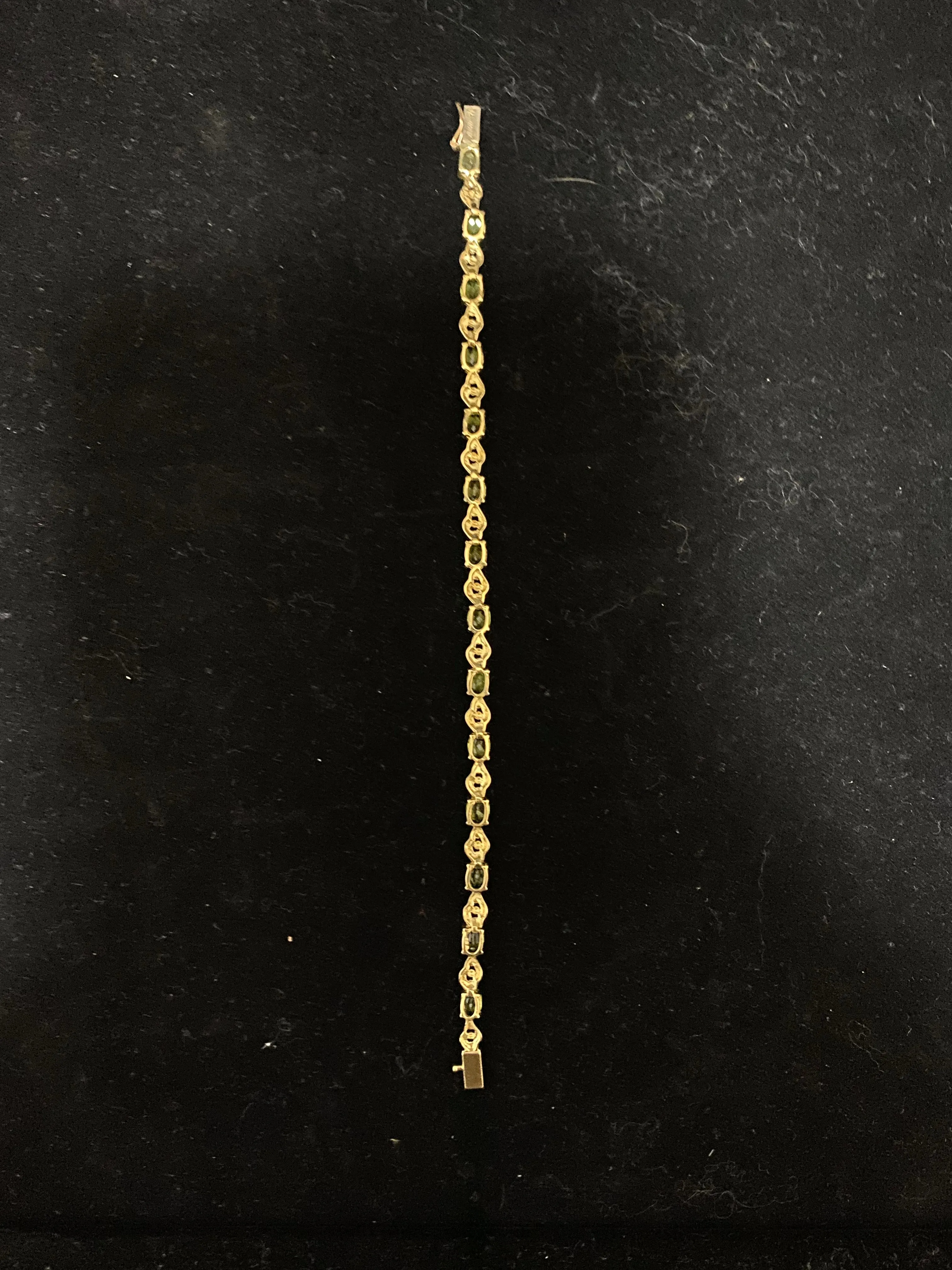 1940's Unique Vintage Solid Yellow Gold Bracelet with 14 Peridots - $8K Appraisal Value w/CoA}