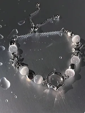 1Pc Faux Opal Starlight Bead Bracelet Unisex Fashion Bracelet Party Jewelry Gift