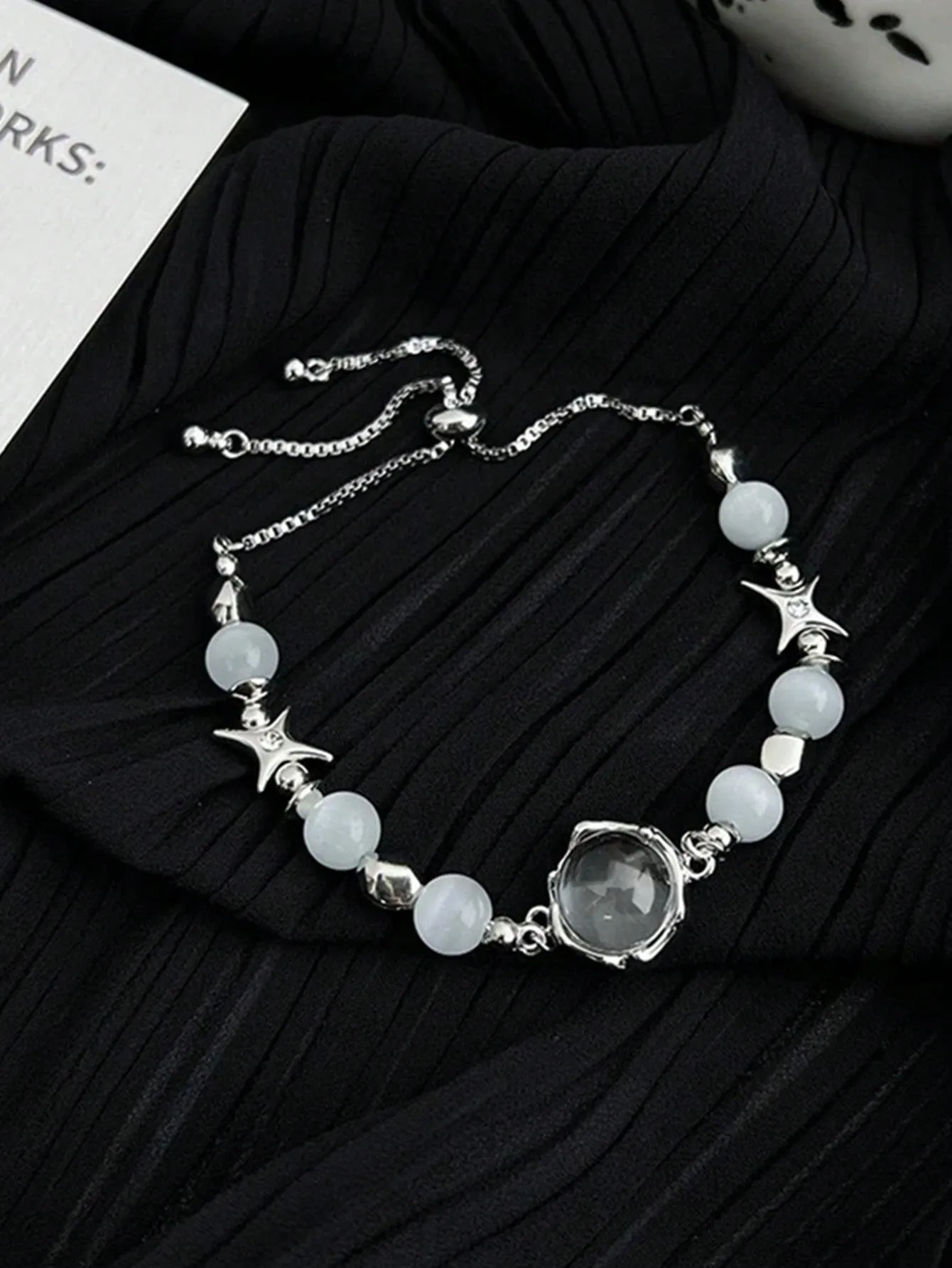 1Pc Faux Opal Starlight Bead Bracelet Unisex Fashion Bracelet Party Jewelry Gift