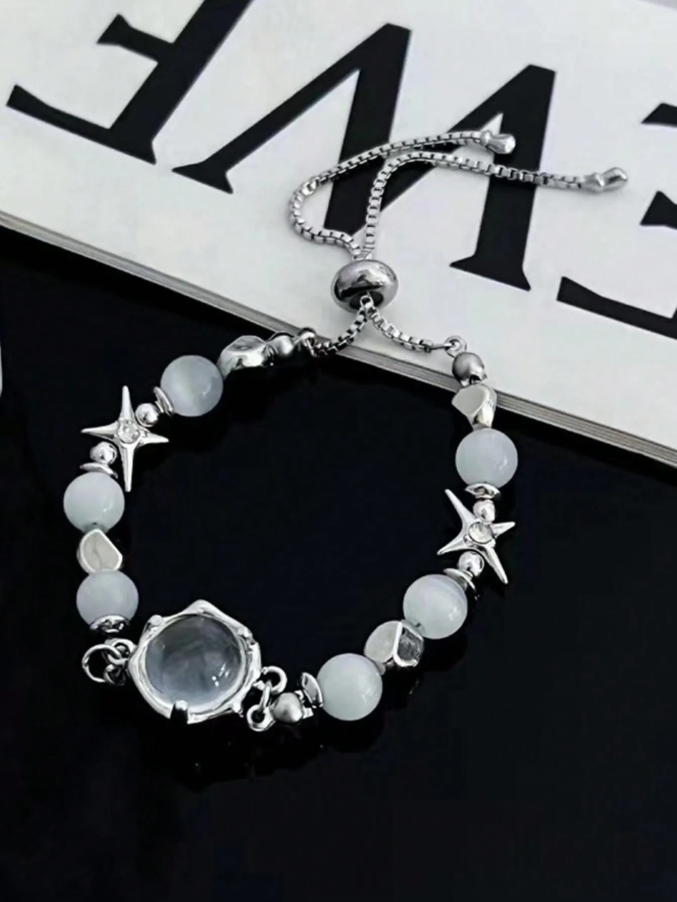1Pc Faux Opal Starlight Bead Bracelet Unisex Fashion Bracelet Party Jewelry Gift