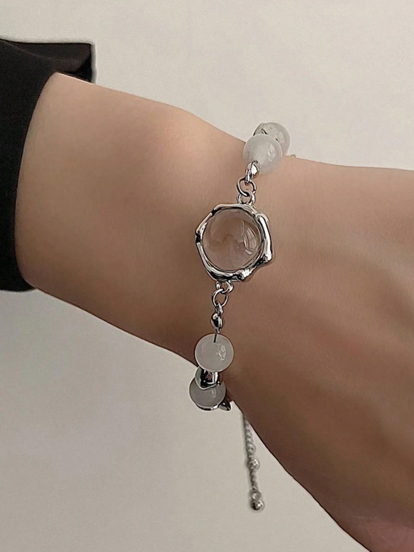 1Pc Faux Opal Starlight Bead Bracelet Unisex Fashion Bracelet Party Jewelry Gift