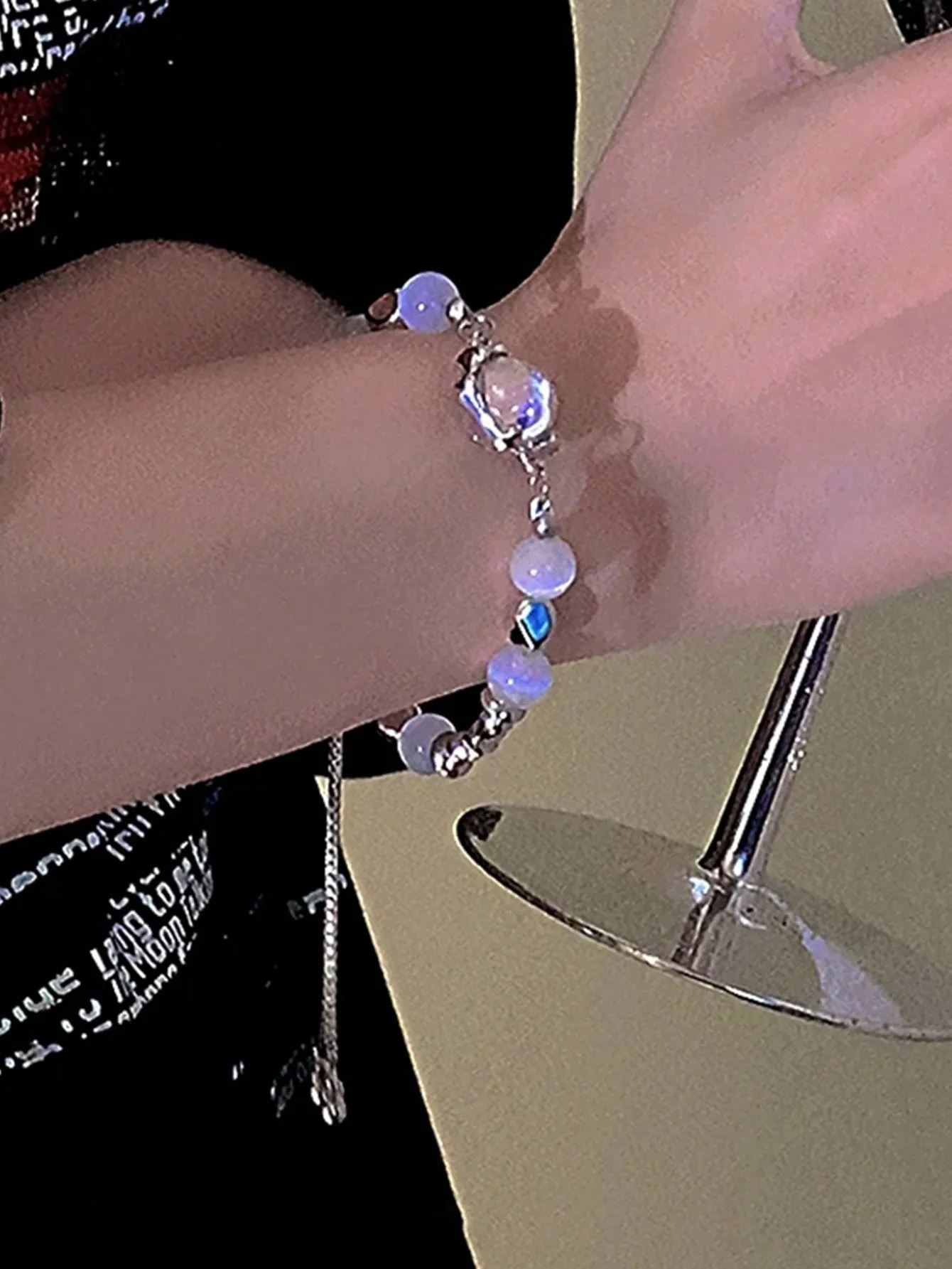 1Pc Faux Opal Starlight Bead Bracelet Unisex Fashion Bracelet Party Jewelry Gift