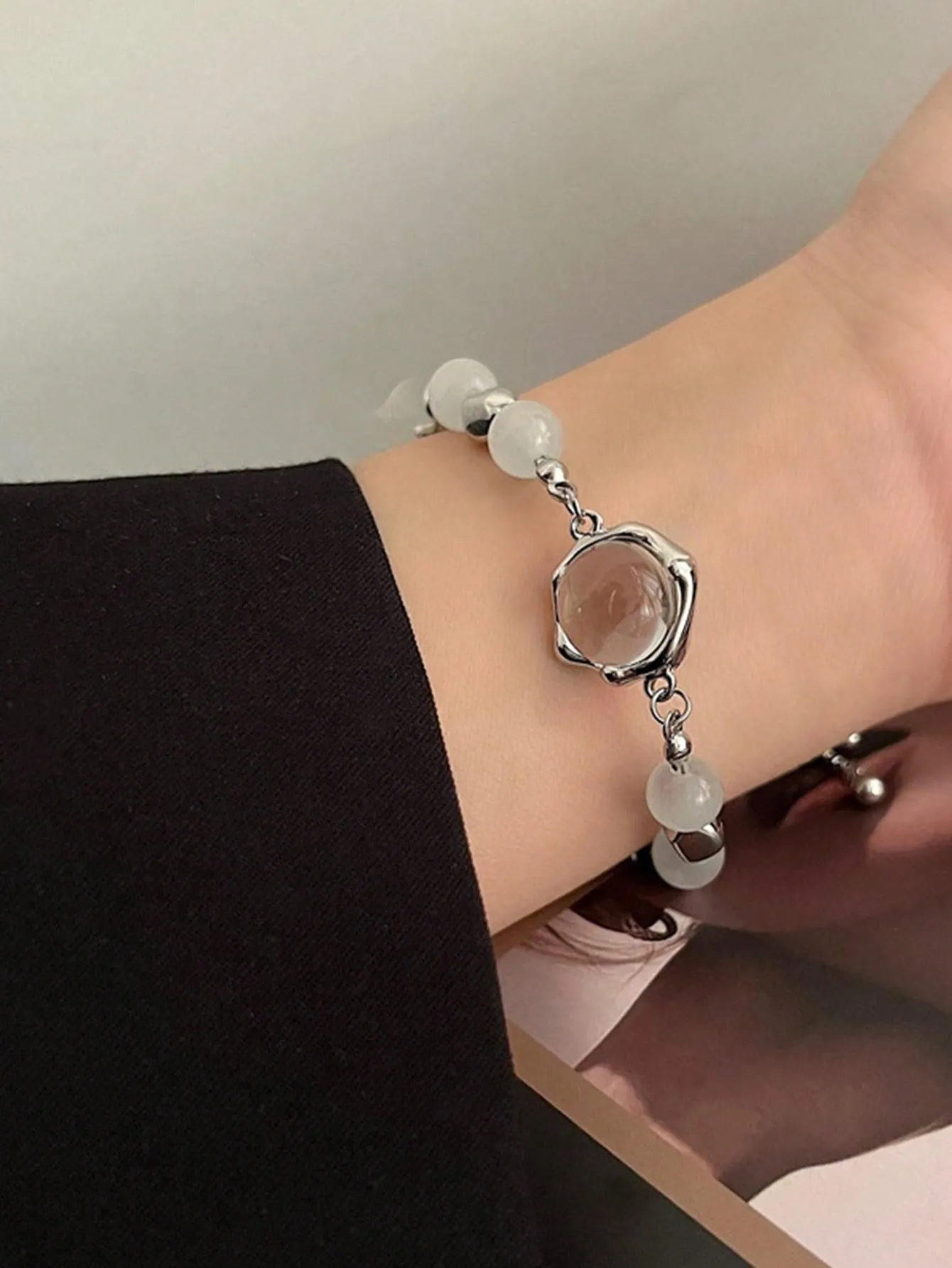 1Pc Faux Opal Starlight Bead Bracelet Unisex Fashion Bracelet Party Jewelry Gift