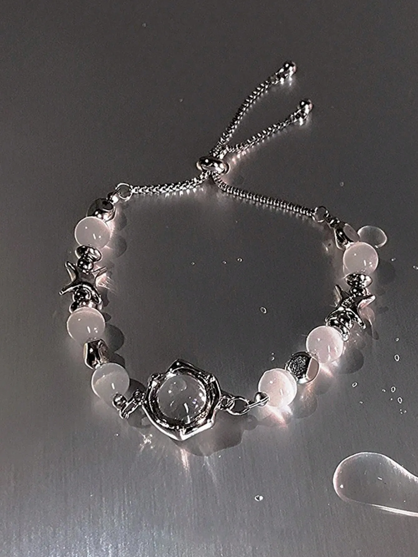 1Pc Faux Opal Starlight Bead Bracelet Unisex Fashion Bracelet Party Jewelry Gift