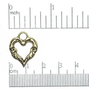 20mm x 16mm Ornate Floral Heart Charm - Made of Pewter - Sold Individually - CBS3609