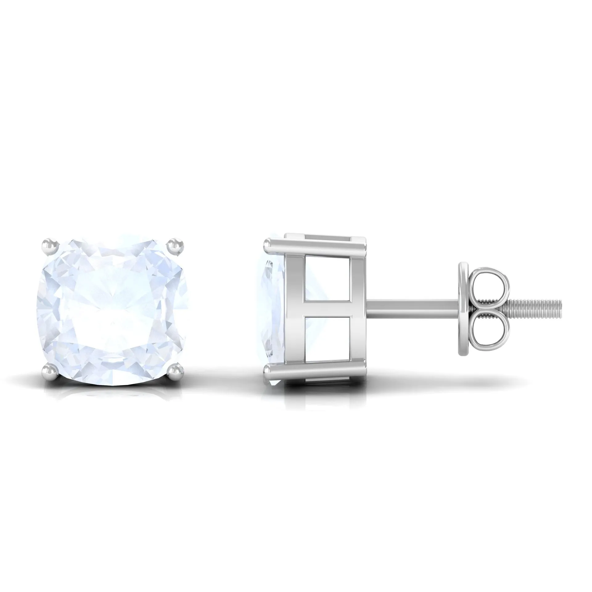 2.75 CT Cushion Cut Moonstone Solitaire Stud Earrings