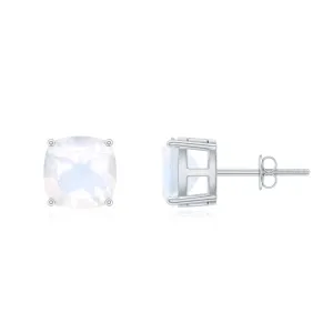 2.75 CT Cushion Cut Moonstone Solitaire Stud Earrings