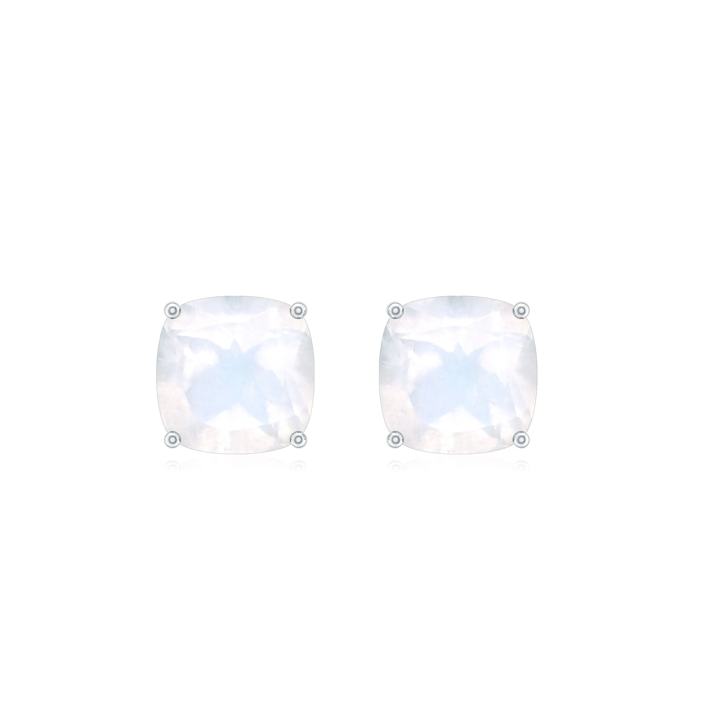2.75 CT Cushion Cut Moonstone Solitaire Stud Earrings